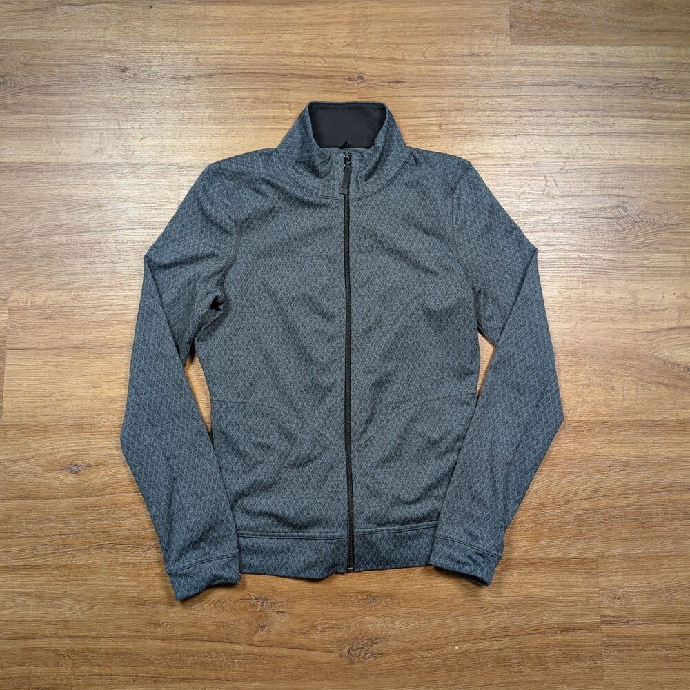 Prana Randa Full Zip Jacket Women Small Gray Diamond Long Sleeve Collared